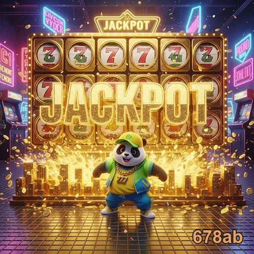 Panda da sorte em slot machine, jogo 678ab, simbolizando jackpots e diversão.